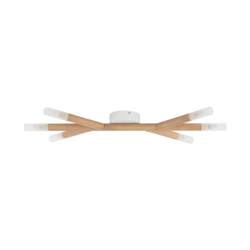 Plafon nowoczesny skandynawski boho drewniany patyk rurka sosna TK Lighting Noble 4525 6x6W G9