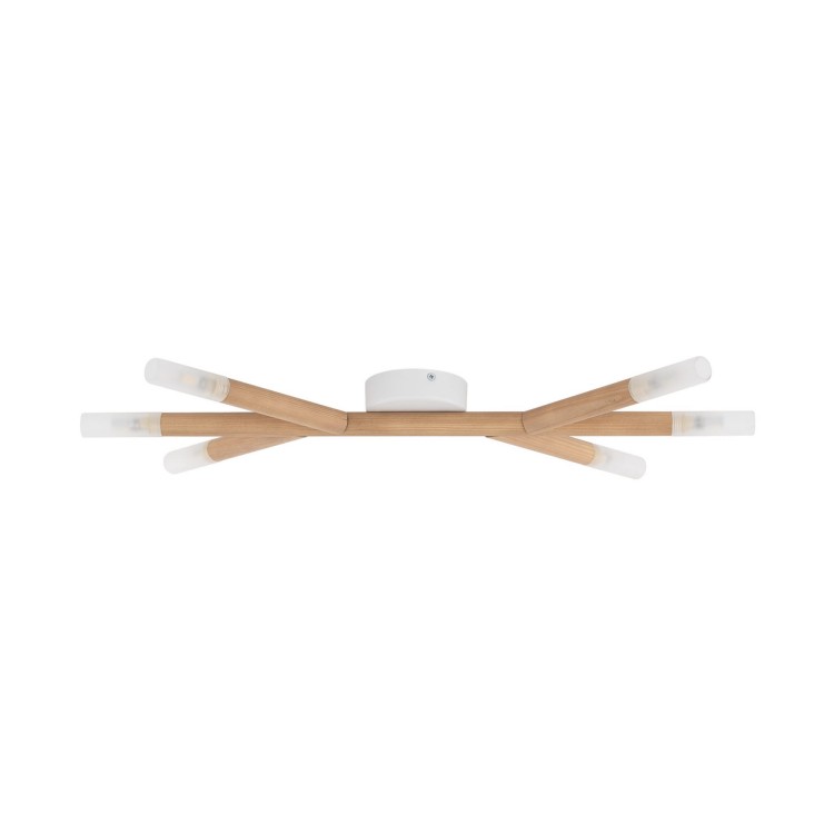 Plafon nowoczesny skandynawski boho drewniany patyk rurka sosna TK Lighting Noble 4525 6x6W G9