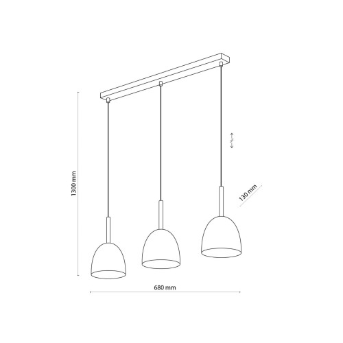 Tk Lighting Nord 4871 lampa wisząca 3x15W E27 czarna drewniana
