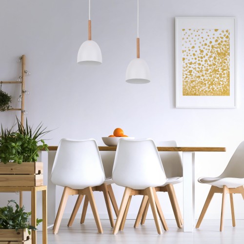 Tk Lighting Nord 4868 lampa wisząca 1x15W E27 biała drewniana