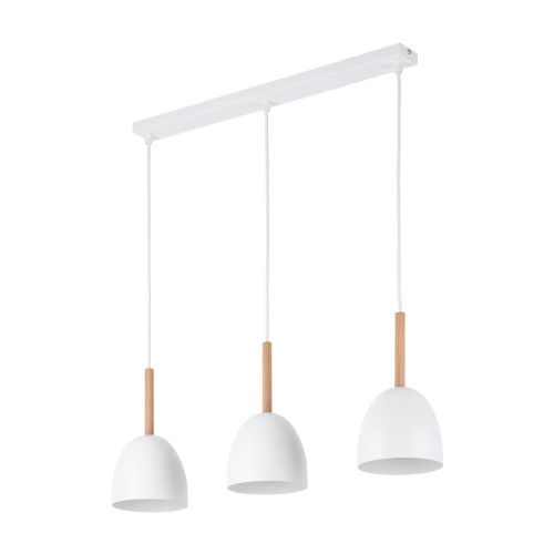 Tk Lighting Nord 4869 lampa wisząca 3x15W E27 biała drewniana