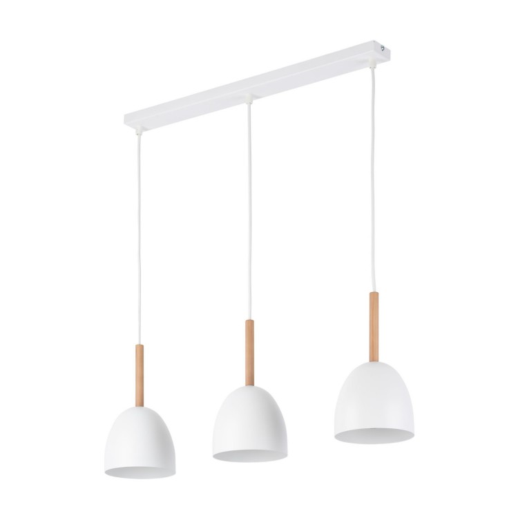 Tk Lighting Nord 4869 lampa wisząca 3x15W E27 biała drewniana