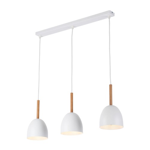 Tk Lighting Nord 4869 lampa wisząca 3x15W E27 biała drewniana