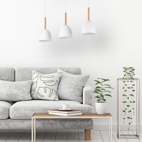 Tk Lighting Nord 4869 lampa wisząca 3x15W E27 biała drewniana