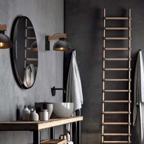 Kinkiet skandynawski industrialny loft rustykalny retro drewniany klosz metalowy czarny drewniany TK Lighting Oslo 4961 1x15W E27