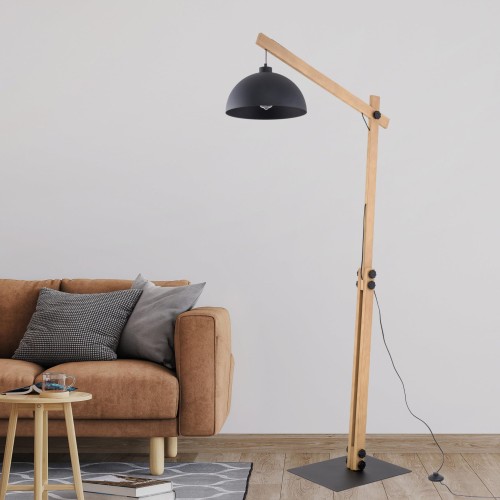 Tk Lighting Oslo 5582 lampa stojąca podłogowa 1x15W E27 czarna drewniana