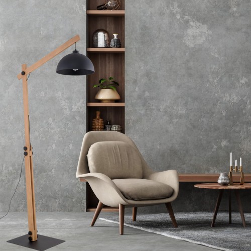 Tk Lighting Oslo 5582 lampa stojąca podłogowa 1x15W E27 czarna drewniana