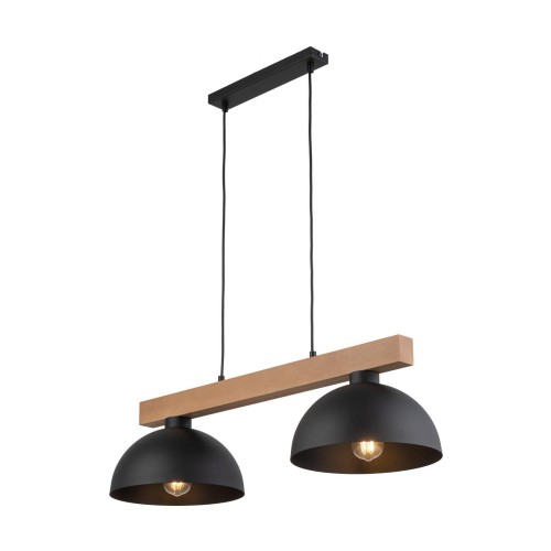 Tk Lighting Oslo 4711 lampa wisząca 2x15W E27 czarna drewniana
