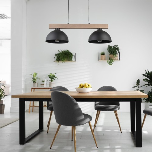 Tk Lighting Oslo 4711 lampa wisząca 2x15W E27 czarna drewniana