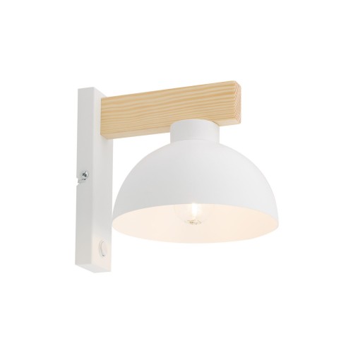 Kinkiet skandynawski industrialny loft rustykalny retro drewniany klosz metalowy biały drewniany TK Lighting Oslo 4962 1x15W E27