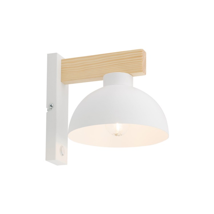 Kinkiet skandynawski industrialny loft rustykalny retro drewniany klosz metalowy biały drewniany TK Lighting Oslo 4962 1x15W E27