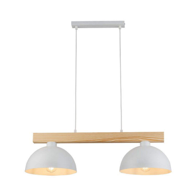 Tk Lighting Oslo 4713 lampa wisząca skandynawska klosze 2x15W E27 biała drewniana