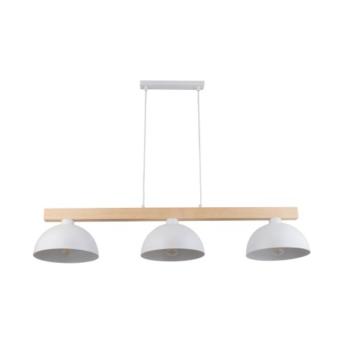 Tk Lighting Oslo 4712 lampa wisząca klosze miski 3x15W E27 biała drewniana