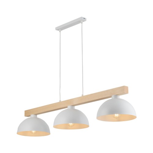 Tk Lighting Oslo 4712 lampa wisząca klosze miski 3x15W E27 biała drewniana