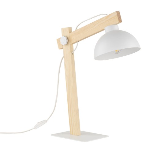 Lampka skandynawska industrialna loft retro drewniana klosz metalowy biała drewniana TK Lighting Oslo 5347 1x15W E27