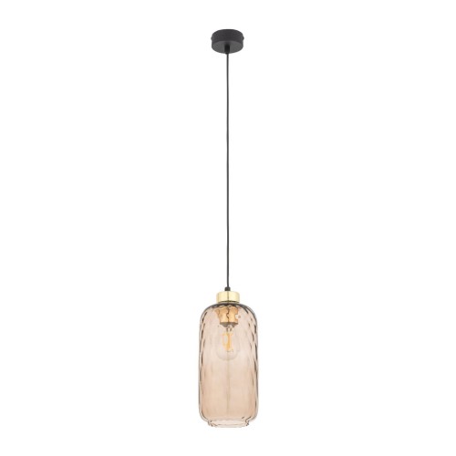Lampa wisząca nowoczesna elegancka glamour loft klosz szklany bursztynowa czarna TK Lighting Pescara 4575 1x15W E27