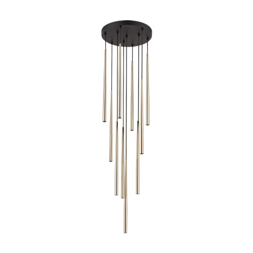 Lampa wisząca nowoczesna elegancka glamour sople patyk rurka czarna złota TK Lighting Piano 10118 10x8W G9