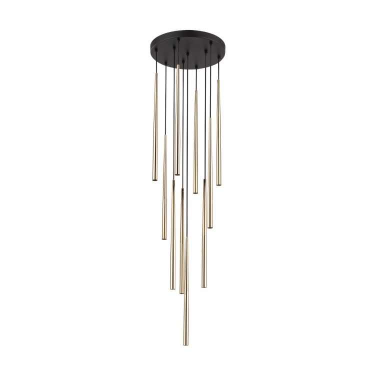 Lampa wisząca nowoczesna elegancka glamour sople patyk rurka czarna złota TK Lighting Piano 10118 10x8W G9