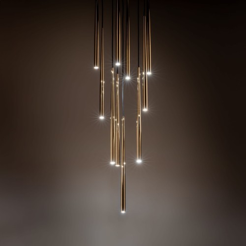 Lampa wisząca nowoczesna elegancka glamour sople patyk rurka czarna złota TK Lighting Piano 10118 10x8W G9