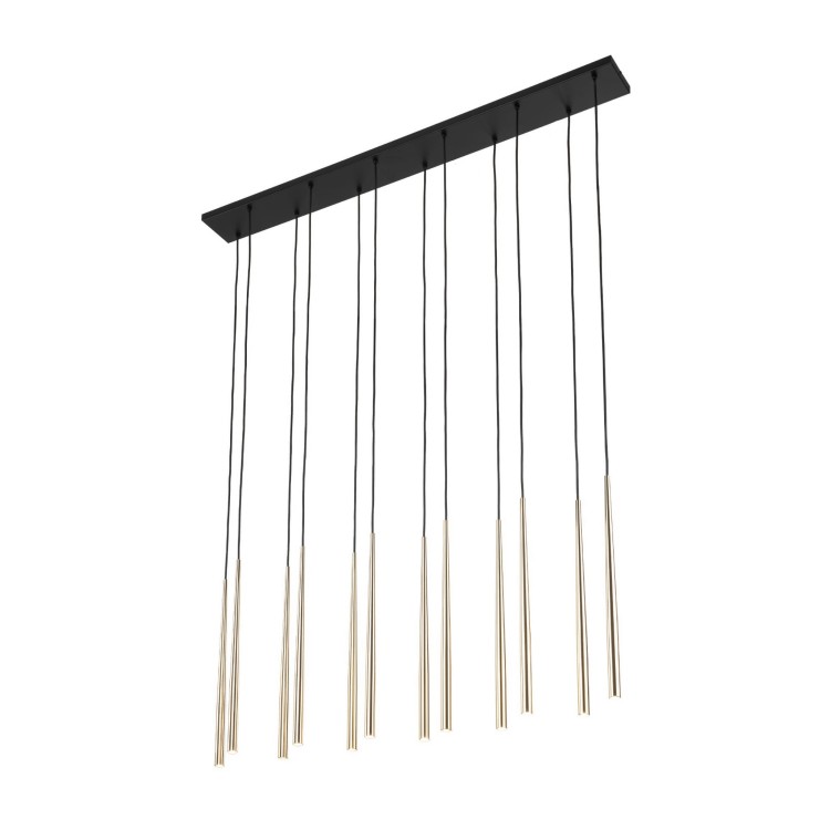 Lampa wisząca nowoczesna elegancka glamour sople patyk rurka czarna złota TK Lighting Piano 10119 12x8W G9