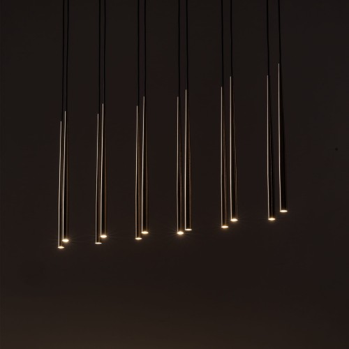 Lampa wisząca nowoczesna elegancka glamour sople patyk rurka czarna złota TK Lighting Piano 10119 12x8W G9