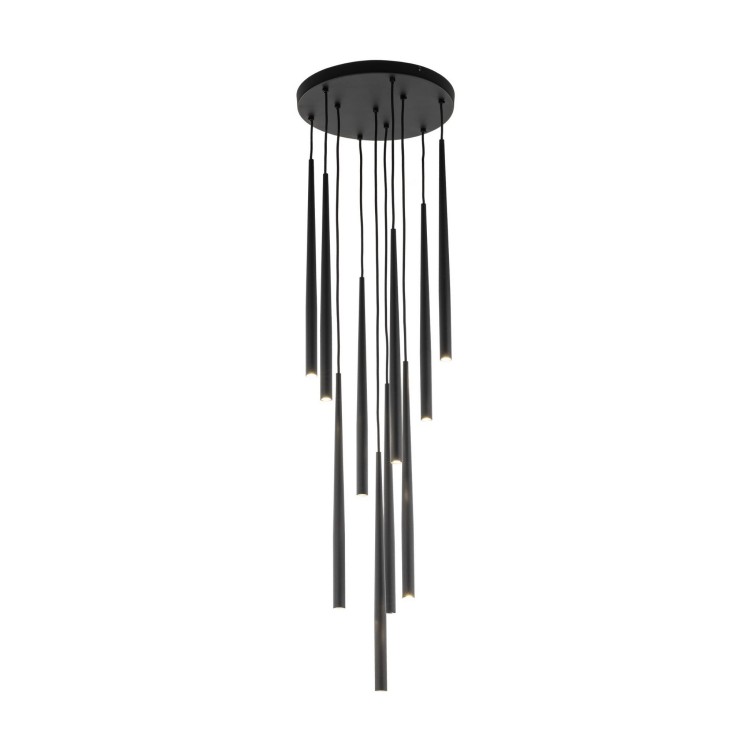 Lampa wisząca nowoczesna elegancka glamour sople patyk rurka czarna TK Lighting Piano 10114 10x8W G9