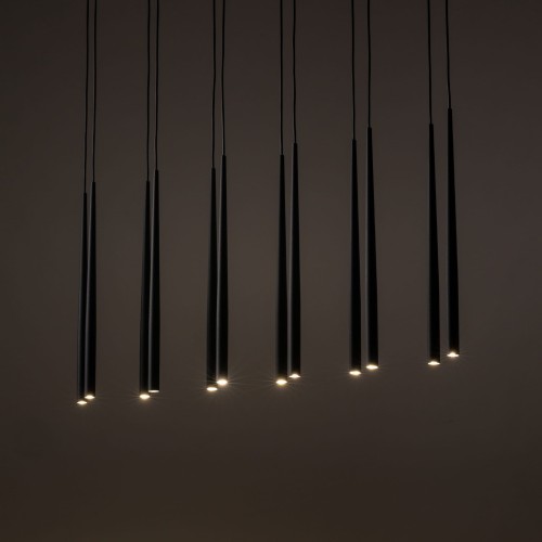 Lampa wisząca nowoczesna elegancka glamour sople patyk rurka czarna TK Lighting Piano 10115 12x8W G9
