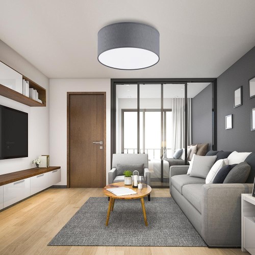 Plafon okrągły z abażurem TK Lighting Rondo 500 3333 lampa sufitowa 3x15W E27 szary biały