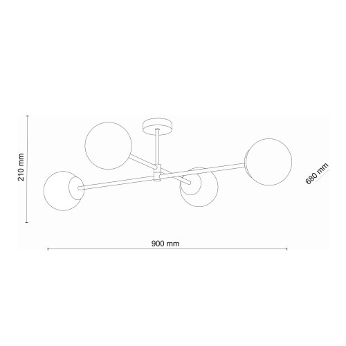 Tk Lighting Sarius 4735 plafon lampa sufitowa 4x6W G9 czarny biały