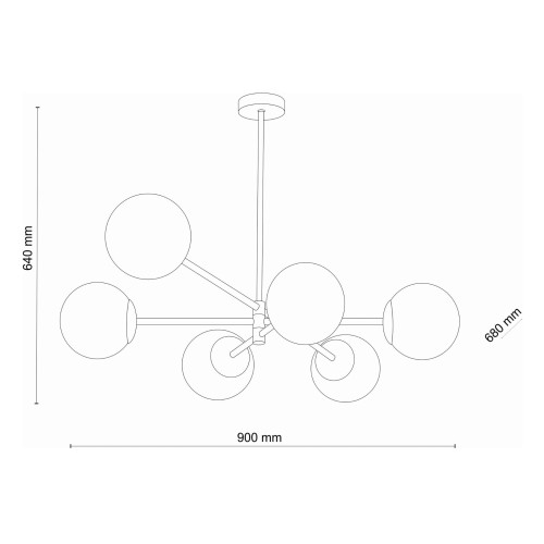 Tk Lighting Sarius 4732 lampa wisząca 6x6W G9 czarna biała