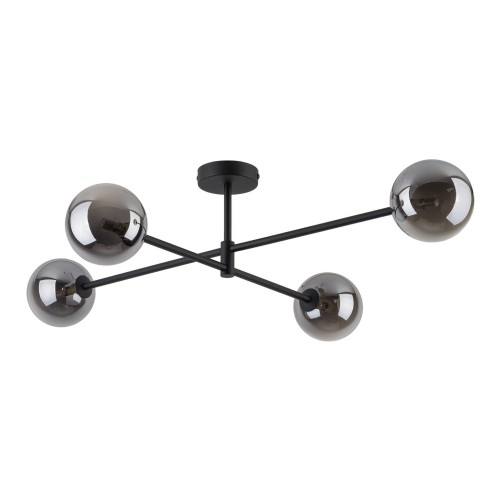 Plafon nowoczesny klasyczny industrialny loft pręty klosz szklany kule czarny grafitowy TK Lighting Sarius 6235 4x6W G9