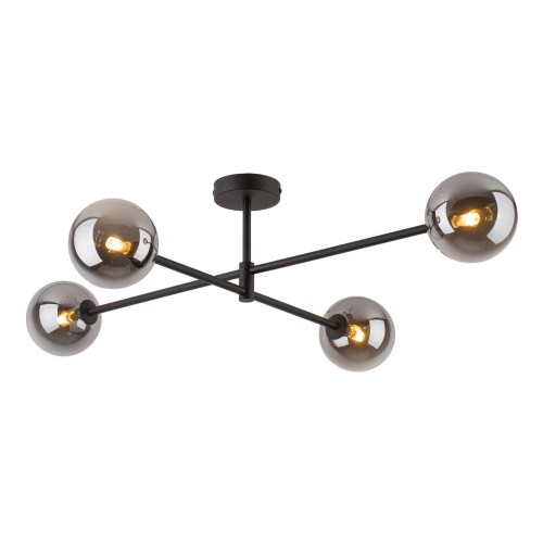 Plafon nowoczesny klasyczny industrialny loft pręty klosz szklany kule czarny grafitowy TK Lighting Sarius 6235 4x6W G9