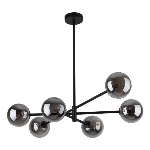 Plafon nowoczesny klasyczny industrialny loft pręty klosz szklany kule czarny grafitowy TK Lighting Sarius 6236 6x6W G9