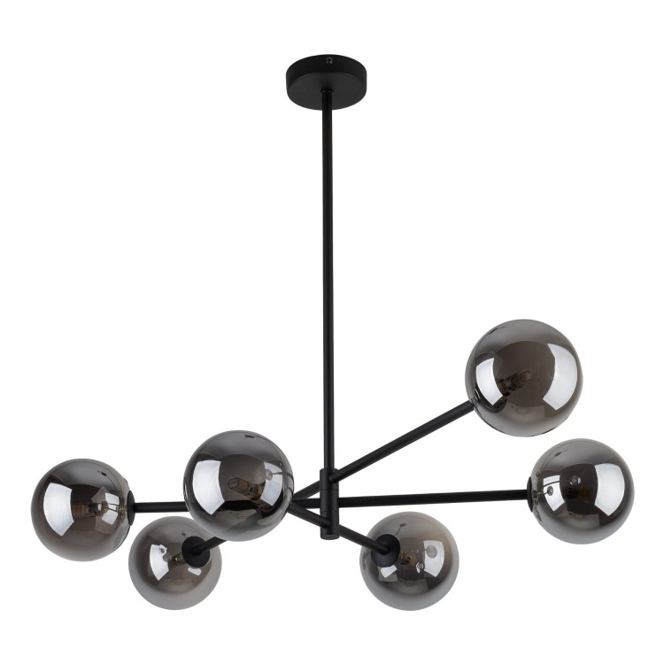 Plafon nowoczesny klasyczny industrialny loft pręty klosz szklany kule czarny grafitowy TK Lighting Sarius 6236 6x6W G9