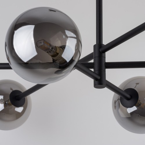 Plafon nowoczesny klasyczny industrialny loft pręty klosz szklany kule czarny grafitowy TK Lighting Sarius 6236 6x6W G9