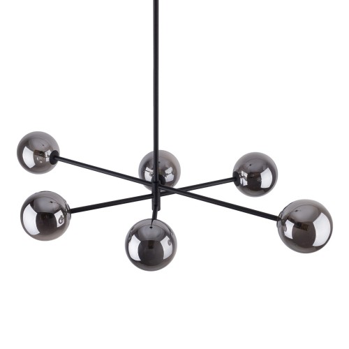 Plafon nowoczesny klasyczny industrialny loft pręty klosz szklany kule czarny grafitowy TK Lighting Sarius 6236 6x6W G9