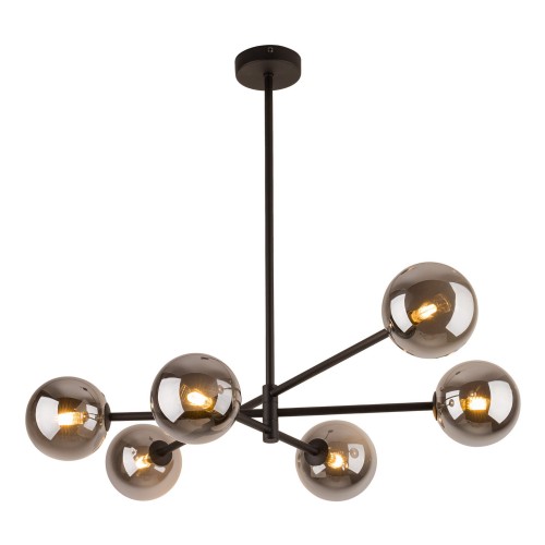 Plafon nowoczesny klasyczny industrialny loft pręty klosz szklany kule czarny grafitowy TK Lighting Sarius 6236 6x6W G9