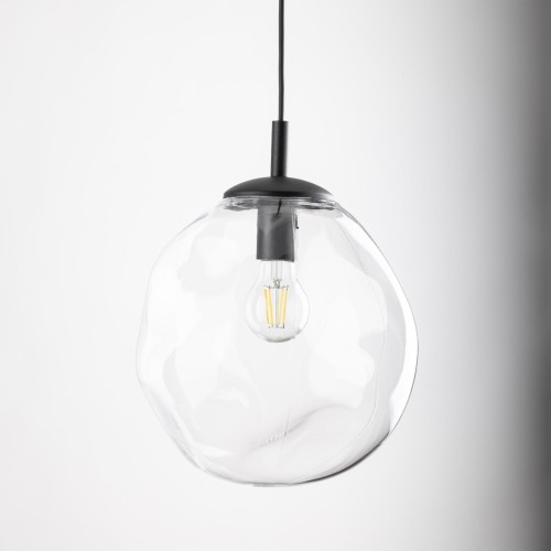 Lampa wisząca nowoczesna elegancka rock melt klosz szklany transparentna czarna TK Lighting Sol 10082 1x15W E27