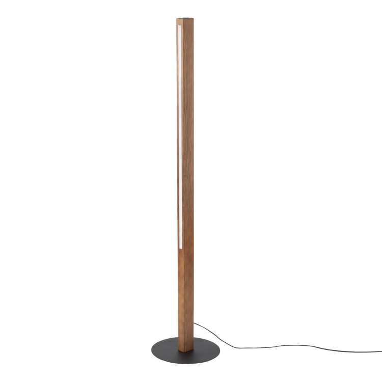 Lampa podłogowa nowoczesna skandynawska boho loft słupek drewniany orzech czarna TK Lighting Teo 1410 1x36W LED 3000K