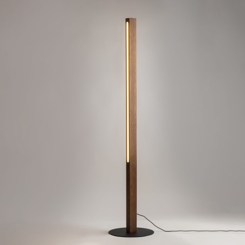Lampa podłogowa nowoczesna skandynawska boho loft słupek drewniany orzech czarna TK Lighting Teo 1410 1x36W LED 3000K