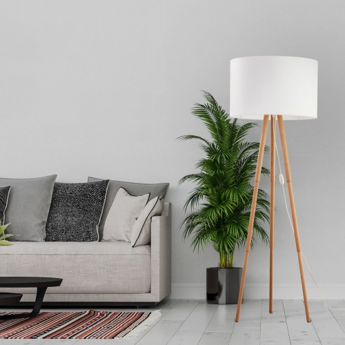 TK LIGHTING TOKYO LAMPA podłogowa 1-PUNKTOWA tuba sosna biały 5287 E27 1X15W