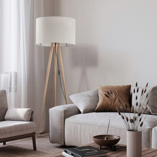 TK LIGHTING TOKYO LAMPA podłogowa 1-PUNKTOWA tuba sosna len 5284 E27 1X15W