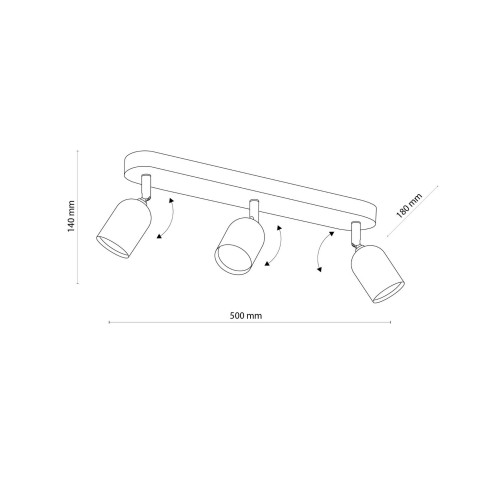 Tk Lighting Top 4779 plafon lampa sufitowa 3x10W GU10 czarny