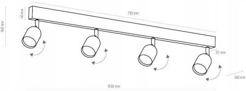 TK Lighting Top 1009 plafon lampa sufitowa 4x10W GU10 czarny chromowy
