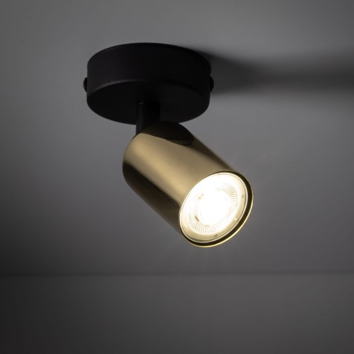 Reflektor nowoczesny elegancki metalowy tuba złoty czarny TK Lighting Top 6088 1x10W GU10