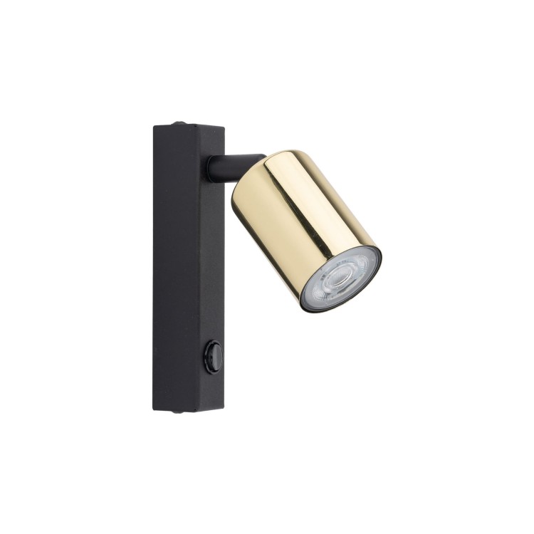 Kinkiet nowoczesny elegancki metalowy tuba z włącznikiem złoty czarny TK Lighting Top 6087 1x10W GU10