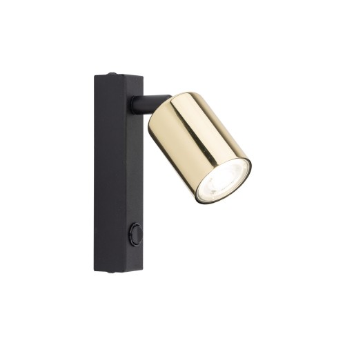 Kinkiet nowoczesny elegancki metalowy tuba z włącznikiem złoty czarny TK Lighting Top 6087 1x10W GU10