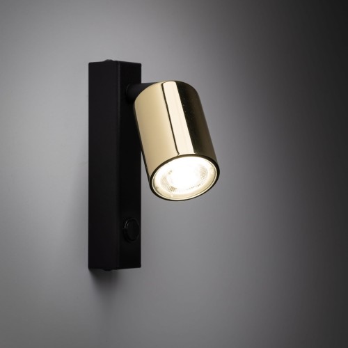 Kinkiet nowoczesny elegancki metalowy tuba z włącznikiem złoty czarny TK Lighting Top 6087 1x10W GU10