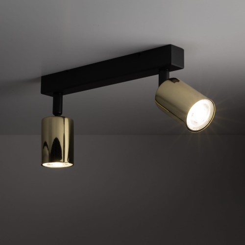 Plafon nowoczesny elegancki reflektory metalowe tuba złoty czarny TK Lighting Top 5967 2x10W GU10