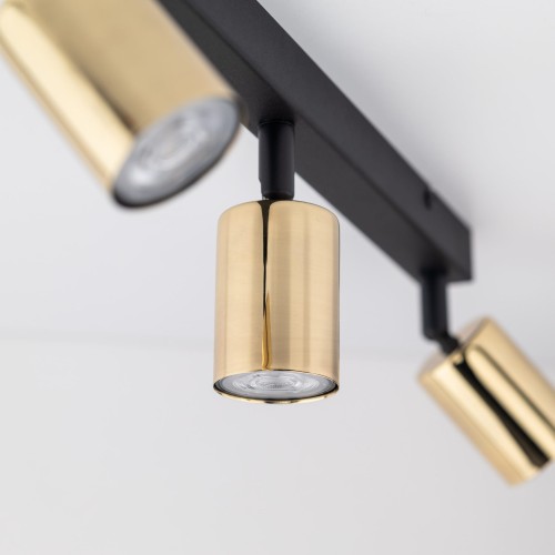 Plafon nowoczesny elegancki reflektory metalowe tuba złoty czarny TK Lighting Top 5968 3x10W GU10